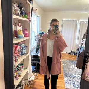 Topshop pink rose cardigan